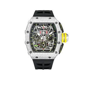 Richard Mille Chronograph & 18K White Gold ÿ Diamond Bezel ÿ Skeleton Dial 50 mm